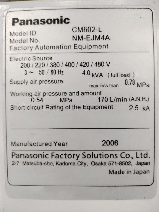 Panasonic CM 602 L Pick and Place