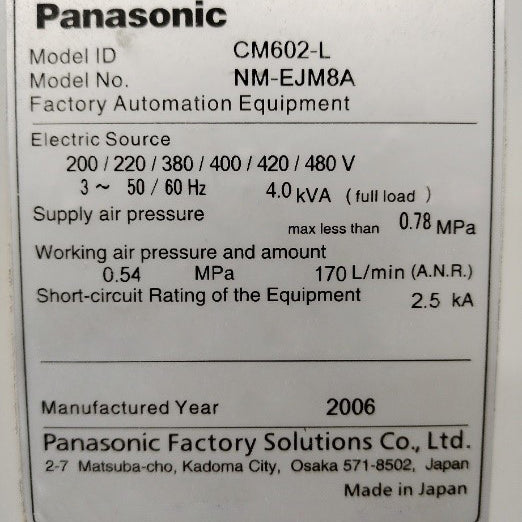 Panasonic CM 602 L Pick and Place