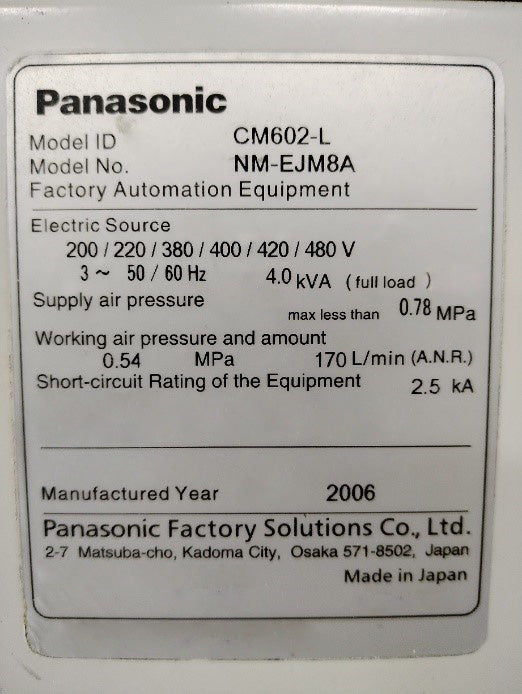 Panasonic CM 602 L Pick and Place