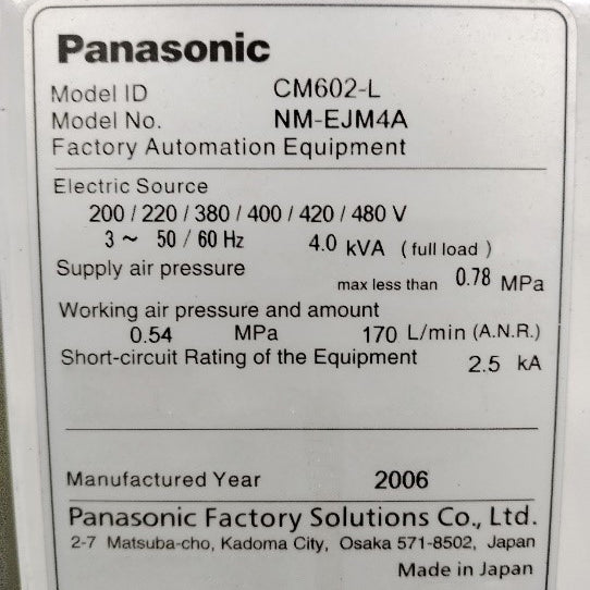 Panasonic CM 602 L Pick and Place