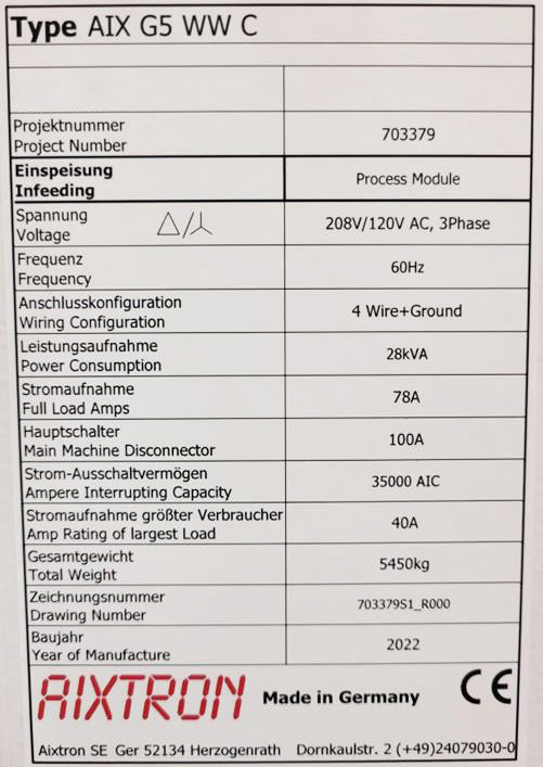 Aixtron G 5 WW C SiC Epitaxy Reactor