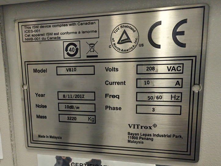 VITrox V 810 3D X-Ray Inspection System