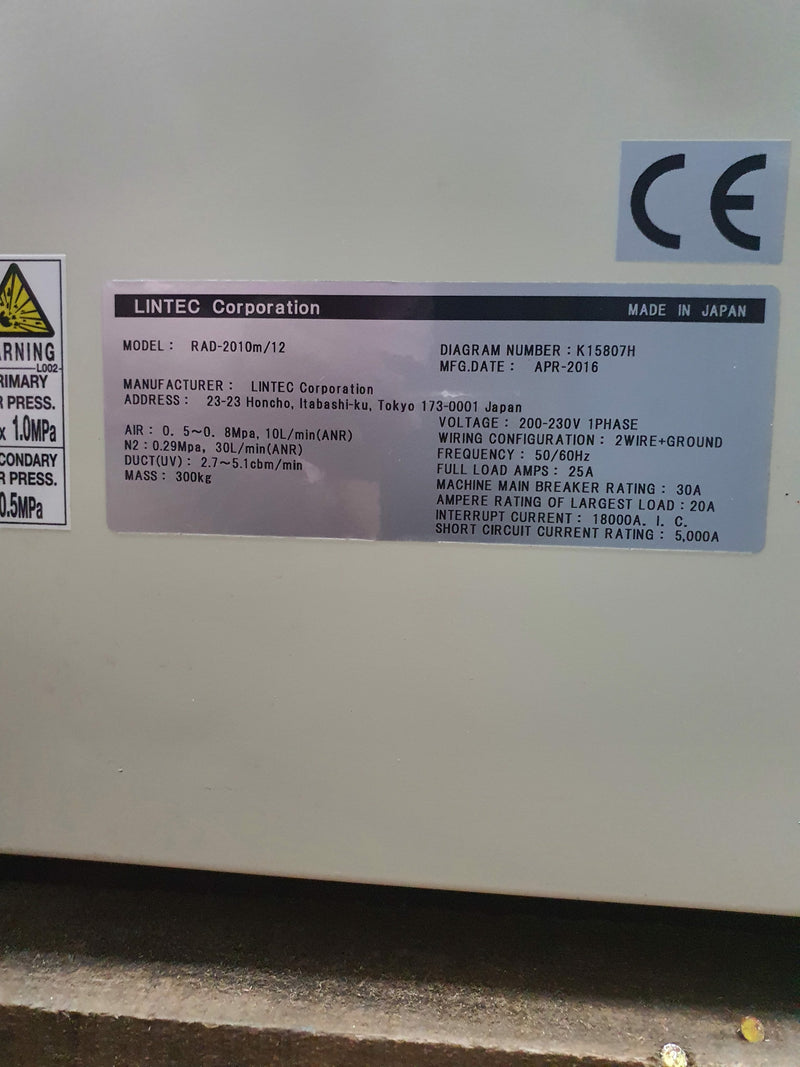 Lintec RAD 2010 M / 12 UV Irradiator