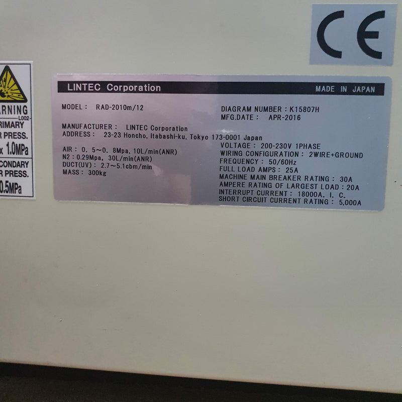 Lintec RAD 2010 M / 12 UV Irradiator