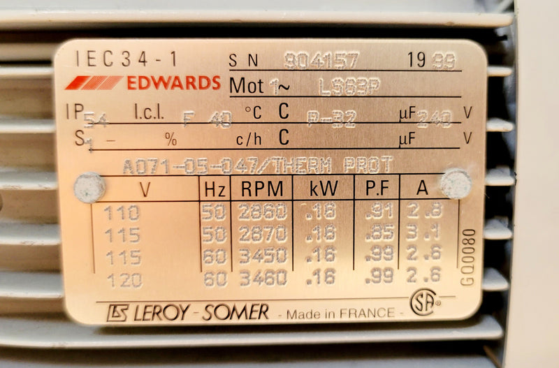 Edwards E 2 M 1.5 Electric Rotary Vane Pump