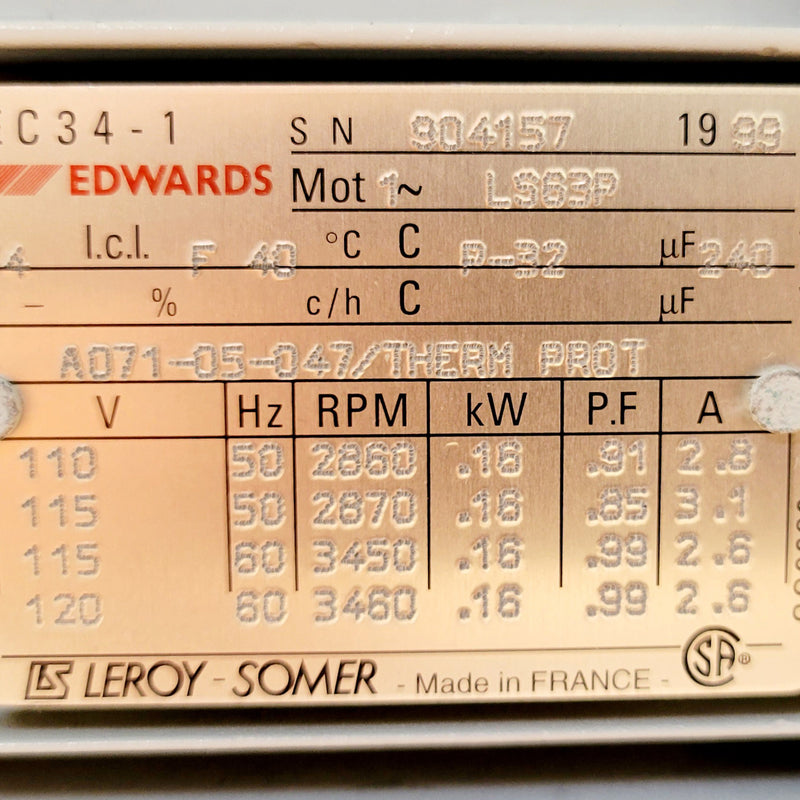 Edwards E 2 M 1.5 Electric Rotary Vane Pump