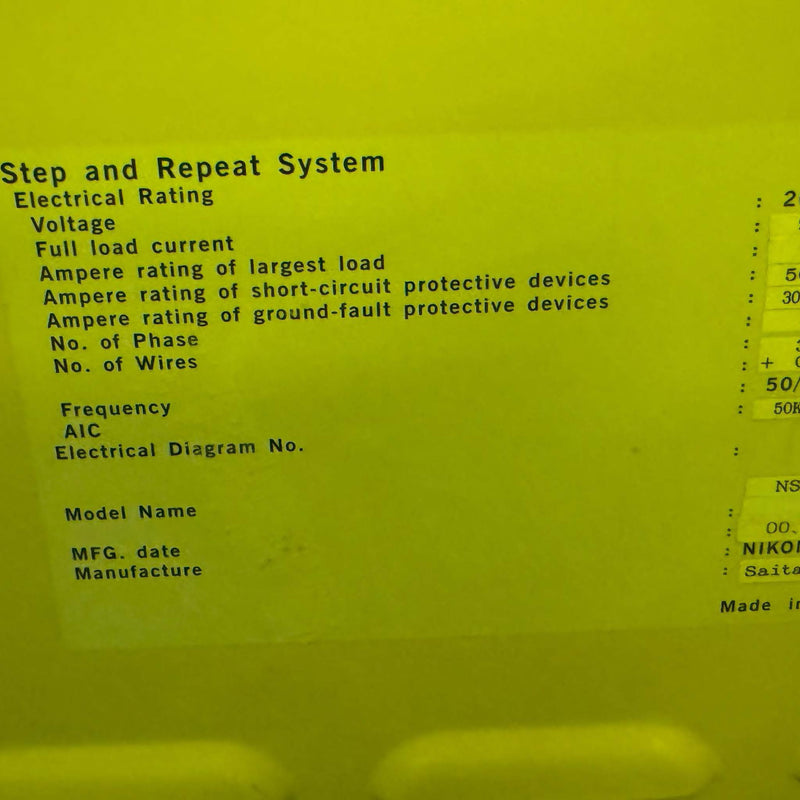 Nikon NSR S 204 B Step and Repeat System