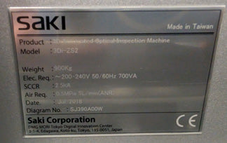 Saki 3 Di-ZS 2 Automated Optical Inspection (AOI)