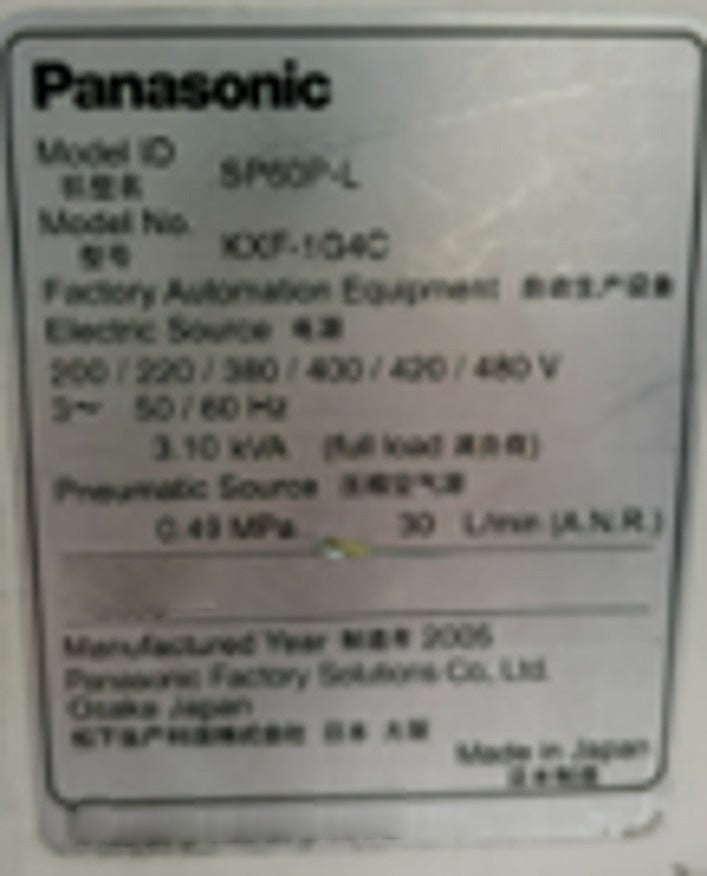 Panasonic KXF 1 G 4 C Solder Printer