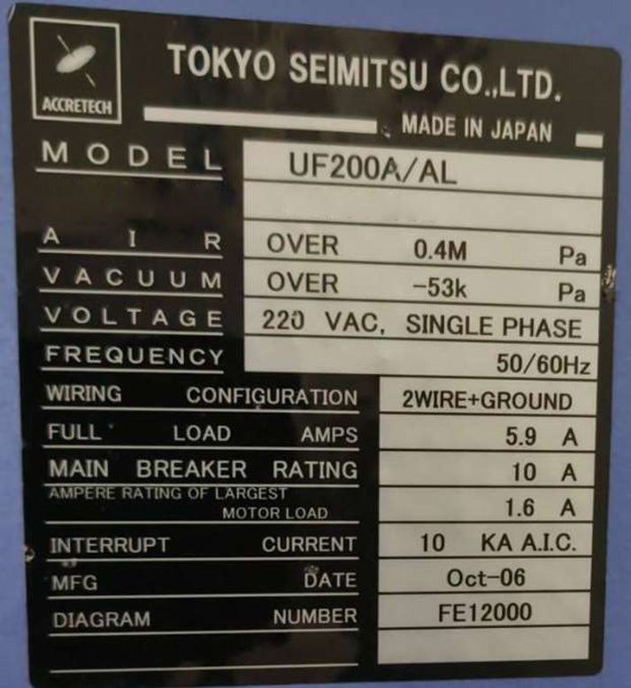 Accretech / TSK UF 200 A / AL Prober