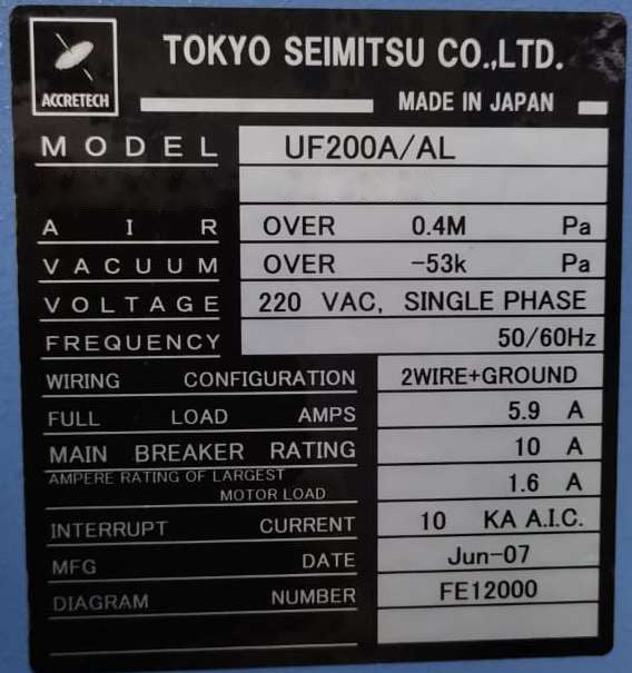 Accretech / TSK UF 200 A / AL Prober