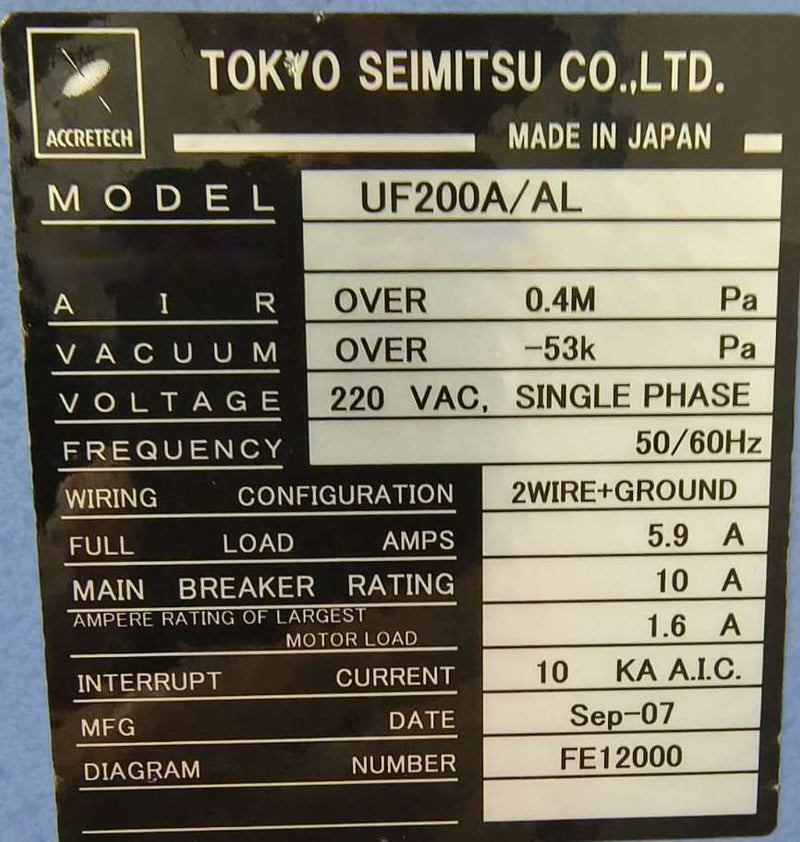 Accretech / TSK UF 200 A / AL Prober