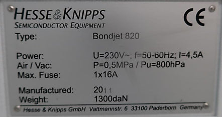 Hesse & Knipps (H&K) BJ 820 Wire Bonder