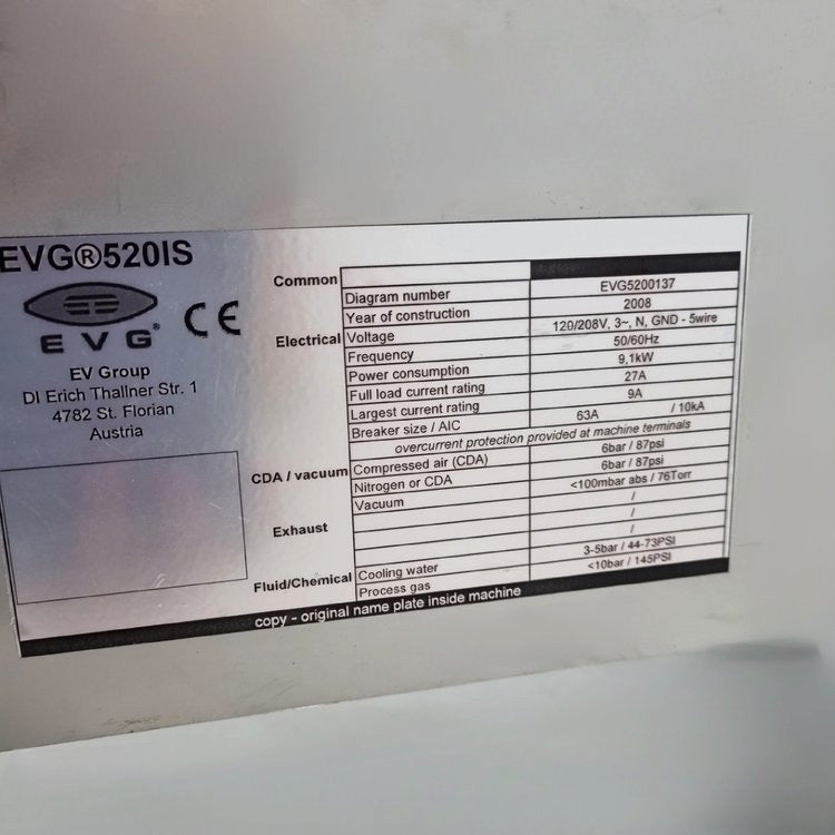 EVG 520 IS Manual Wafer Load Substrate Bonder