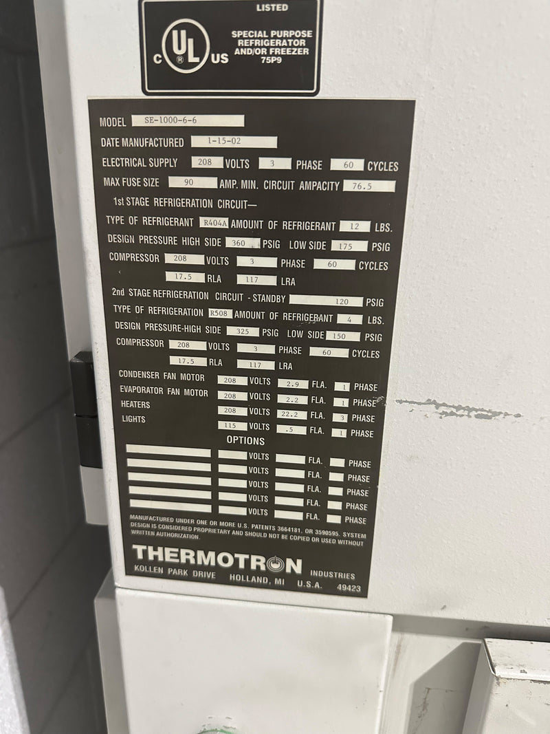 Thermotron SE 1000 6 6 Environmental Chamber