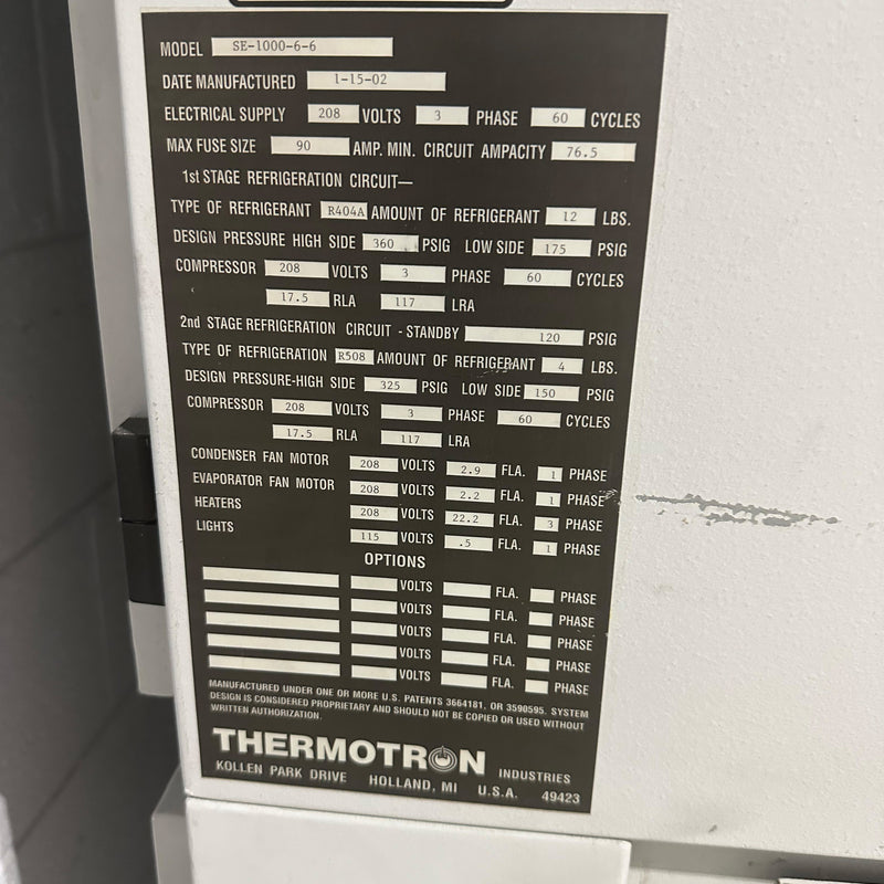 Thermotron SE 1000 6 6 Environmental Chamber