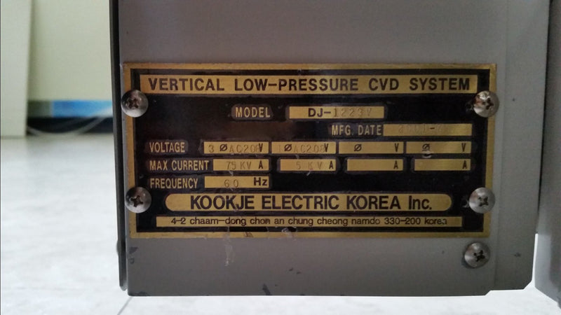 Hitachi Kokusai DJ 1223 V Vertical Low Pressure CVD