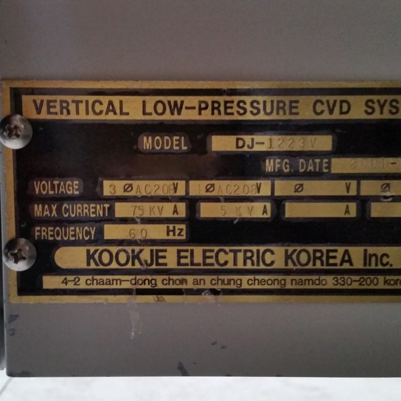 Hitachi Kokusai DJ 1223 V Vertical Low Pressure CVD