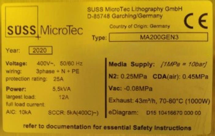 Karl Suss MA 200 Gen 3 Mask Aligner