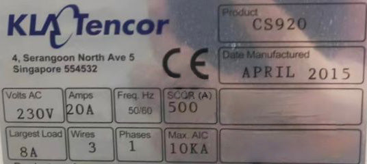 KLA-Tencor Candela CS 920 Defect Inspection System