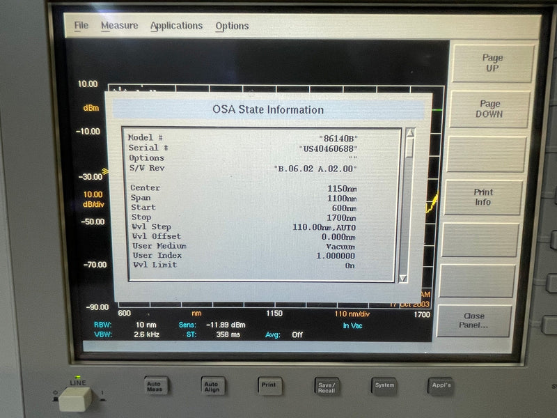 Agilent 86140 B Optical Spectrum Analyzer