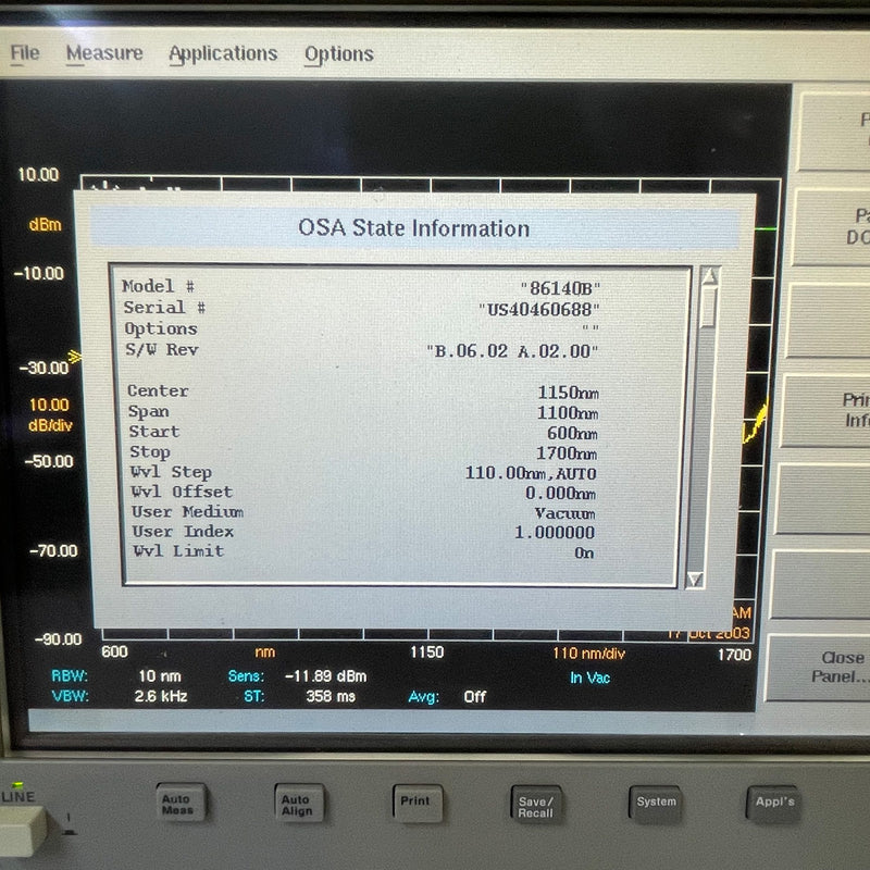 Agilent 86140 B Optical Spectrum Analyzer