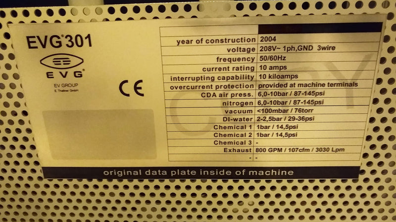 EVG 301 Single Wafer Cleaner