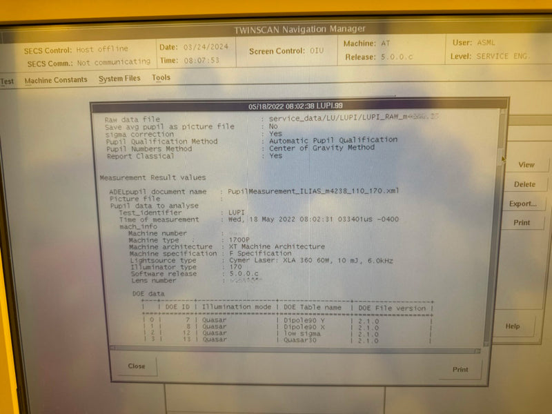 ASML Twinscan XT 1700 i Immersion Scanner