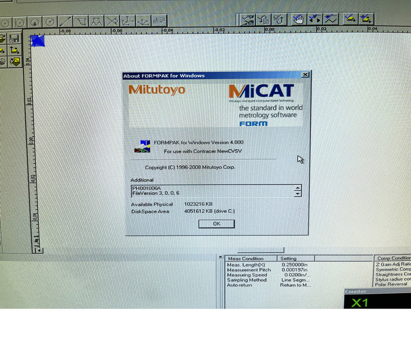 Mitutoyo CV 4100 H 8 Contour Measuring Machine
