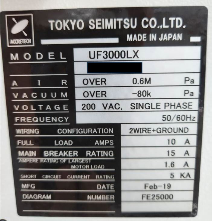 Accretech / TSK UF 3000 LX Wafer Prober