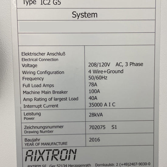 Aixtron IC 2 G 5 SiC Epitaxy Reactor