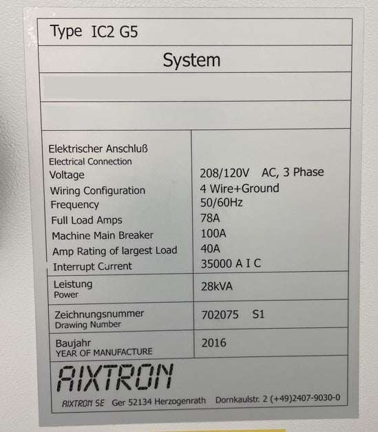 Aixtron IC 2 G 5 SiC Epitaxy Reactor