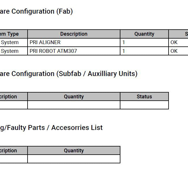 Mattson AST 2800 Rapid Thermal Process (RTP)