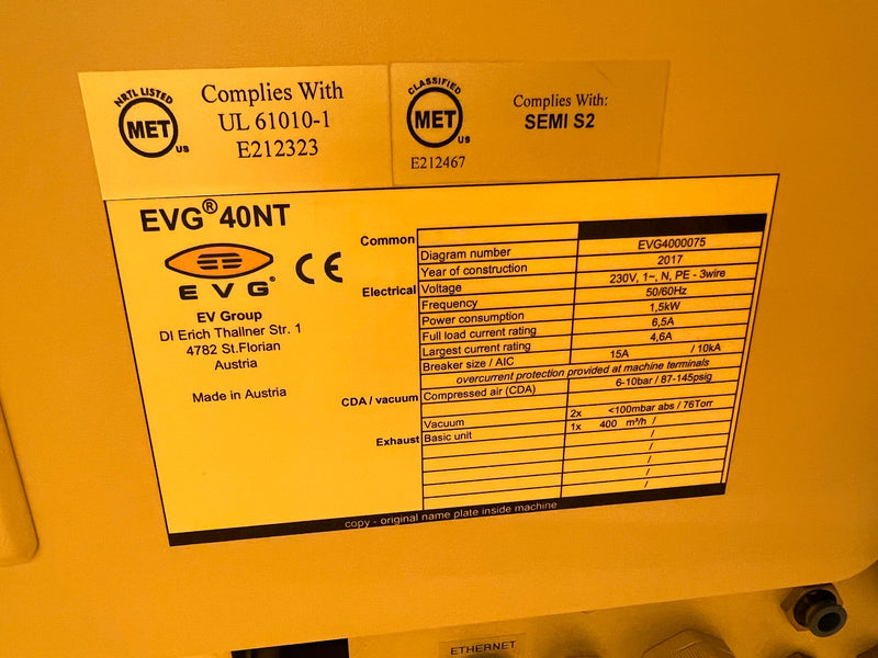 EVG 40 NT Measurement System