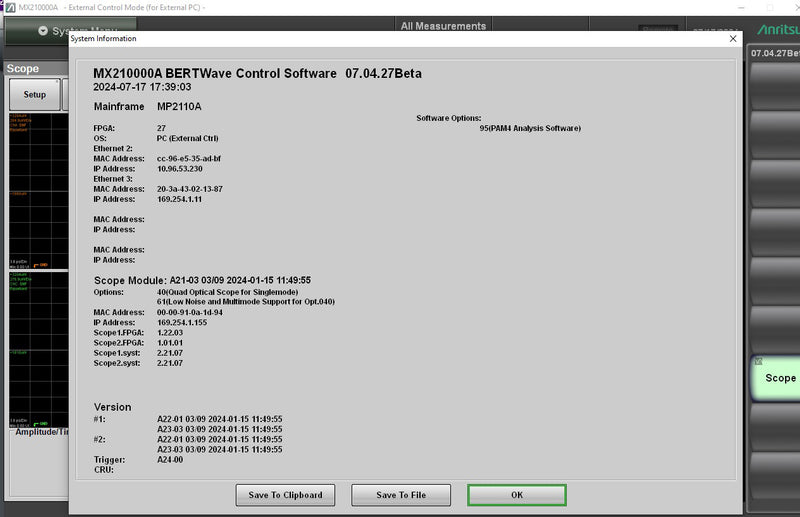 Anritsu BERTWave MP 2110 A Oscilloscope