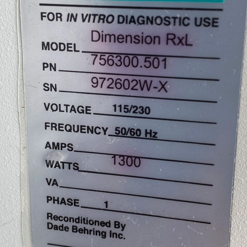 Siemens / Dade Behring Dimension RxL Chemistry Analyzer