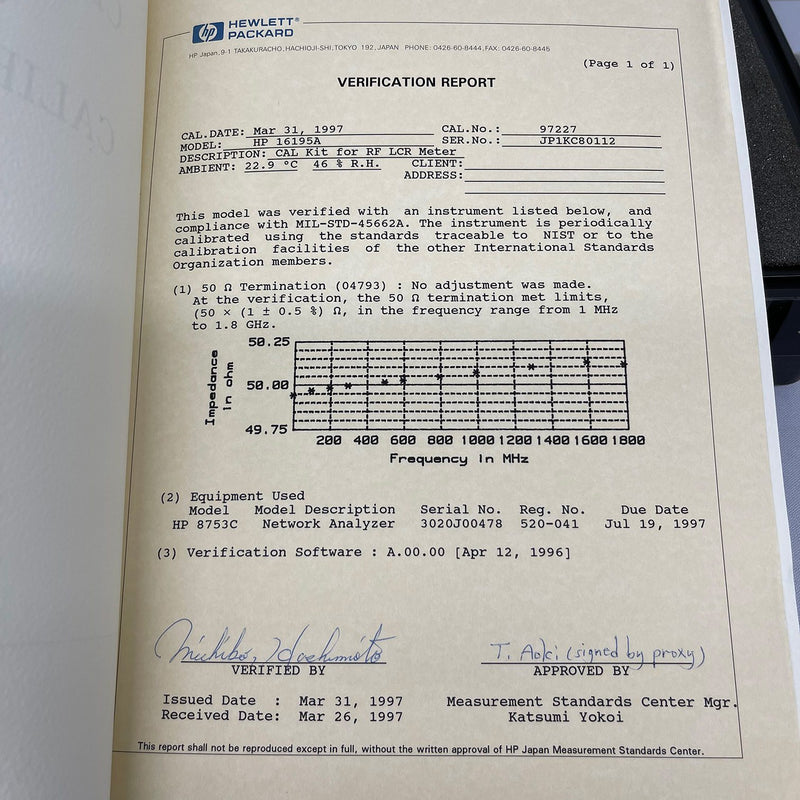 HP / Agilent 16195 A APC 7 7mm Calibration Kit