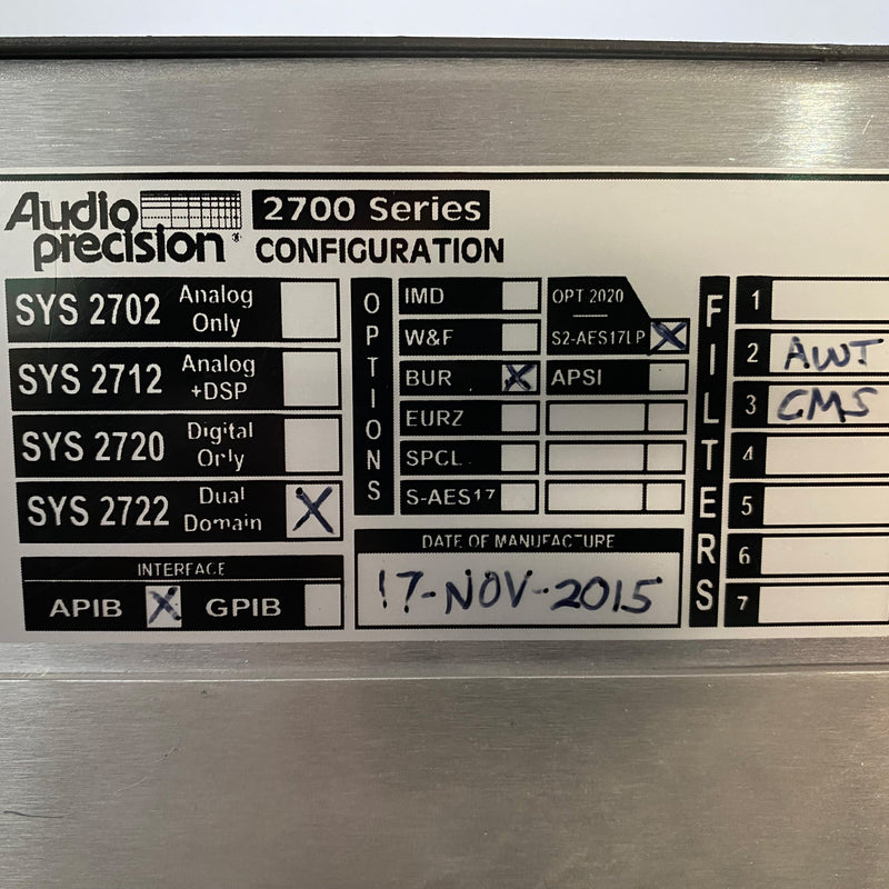 Audio Precision SYS 2722 System Two 192 k Audio Analyzer