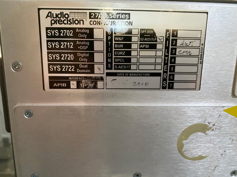 Audio Precision SYS 2722 Audio Analyzer