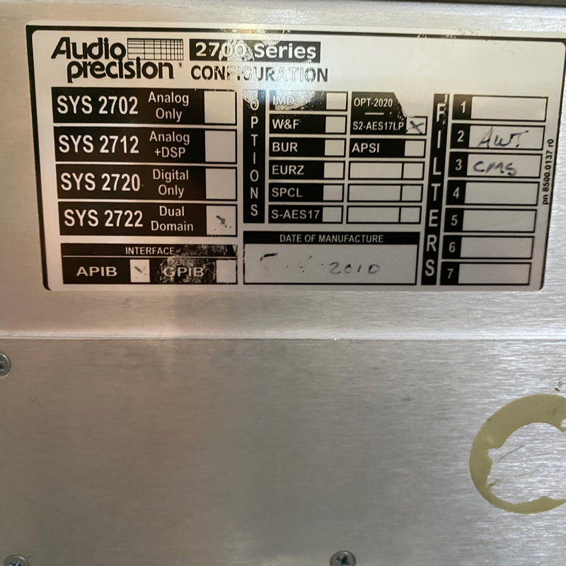 Audio Precision SYS 2722 Audio Analyzer