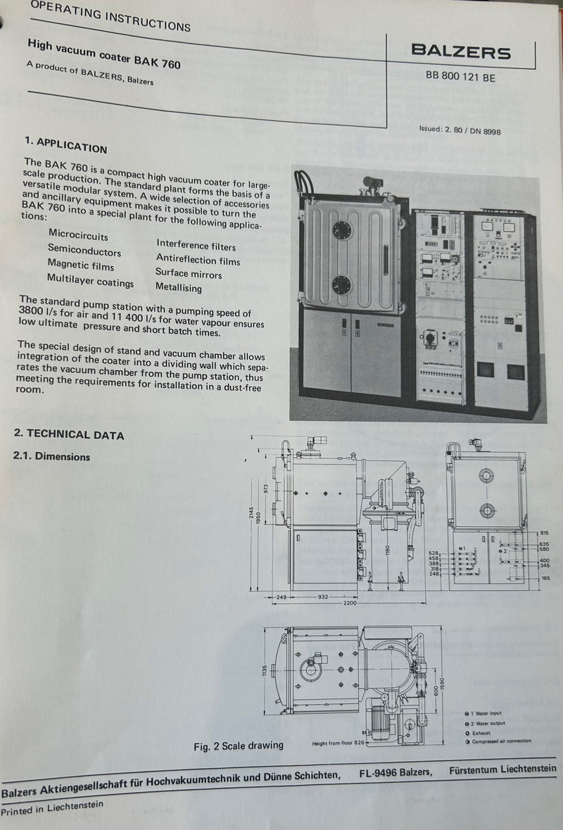 Balzers BAK 760 Evaporator