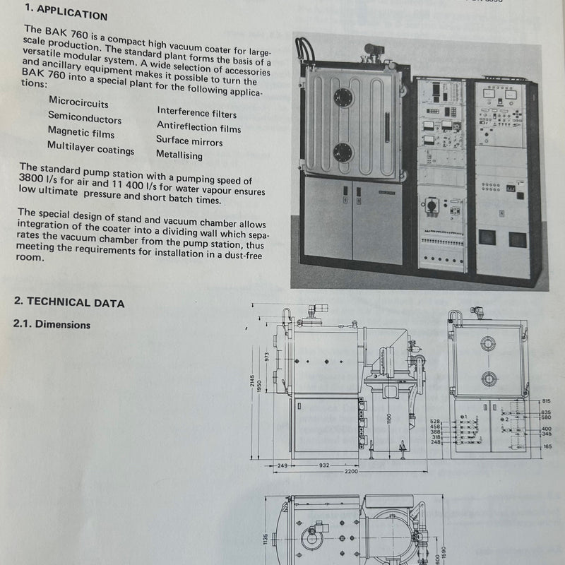 Balzers BAK 760 Evaporator