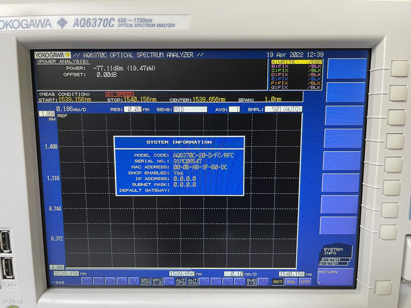 Yokogawa AQ 6370 C Optical Spectrum Analyzer