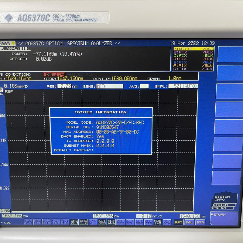 Yokogawa AQ 6370 C Optical Spectrum Analyzer