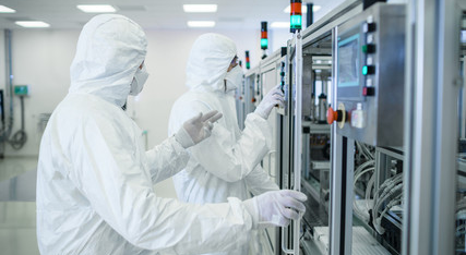 Technicians in clean room