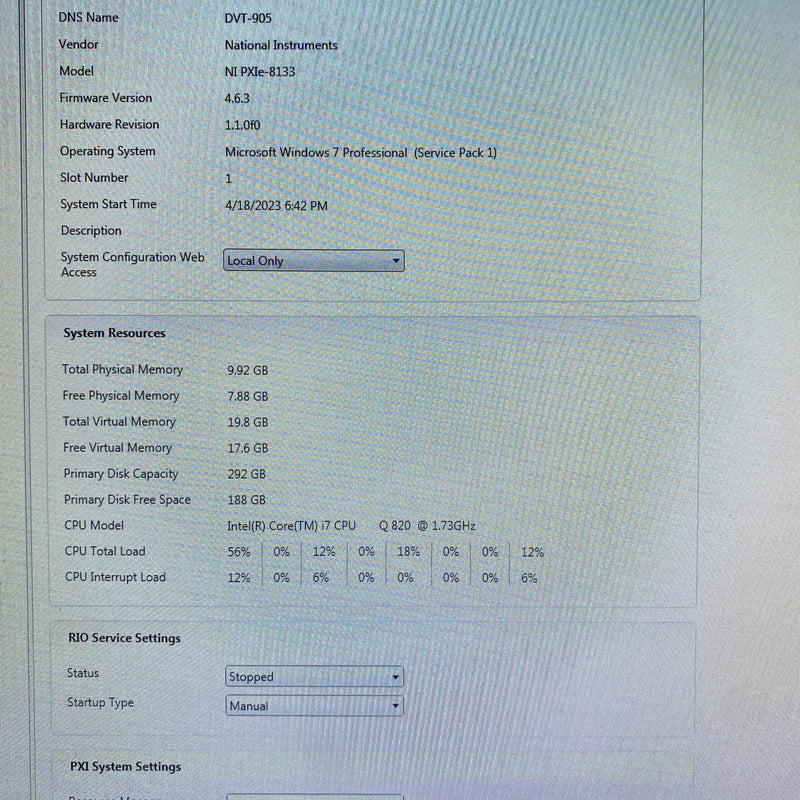 National Instruments NI PXIe 8133 Embedded Controller