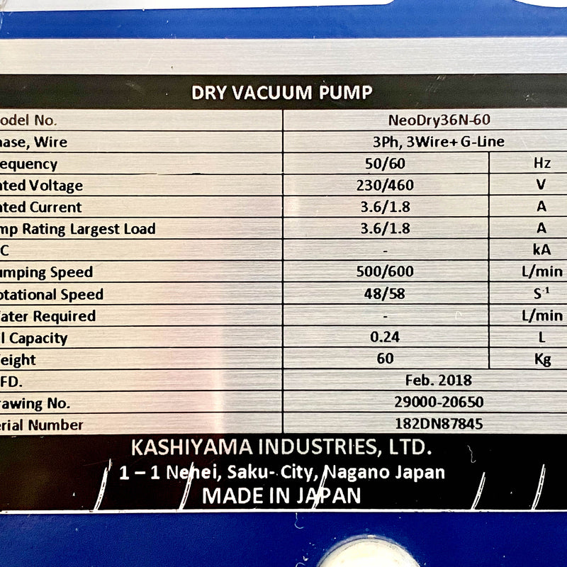 Kashiyama NeoDry 36 N-60 Dry Vacuum Pump