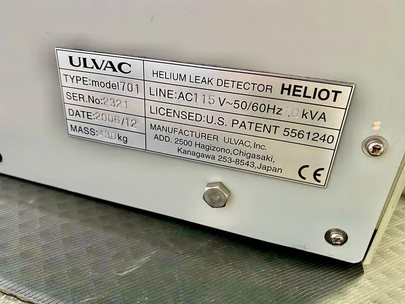 Ulvac Heliot 701 Helium Leak Detector