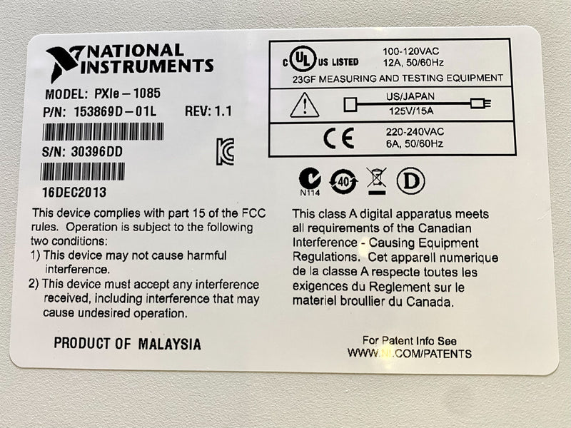 National Instruments NI PXIe 1085 Interface Chassis