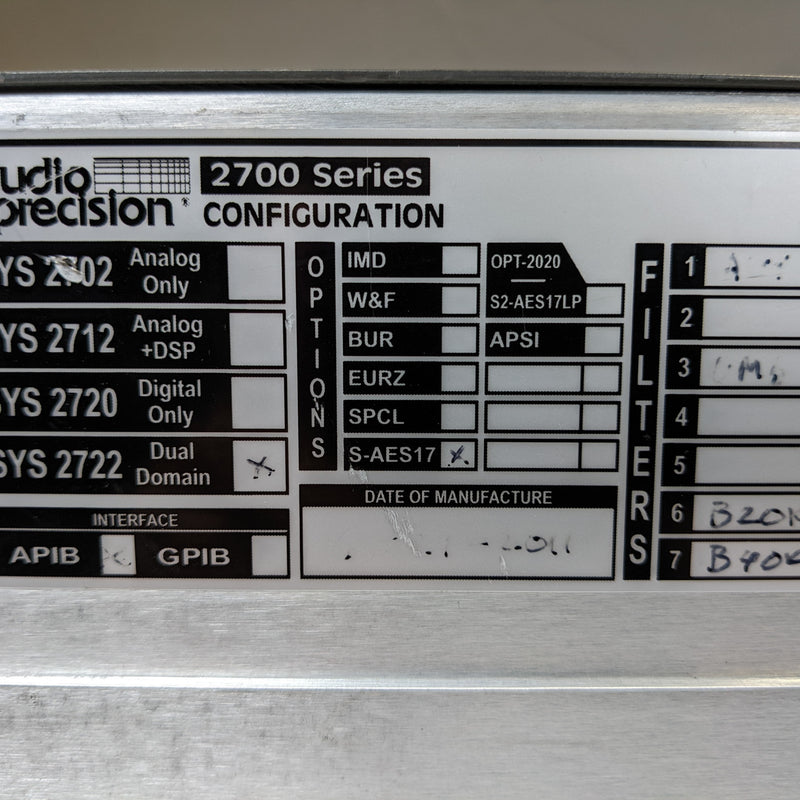 Audio Precision SYS 2722 Audio Analyzer